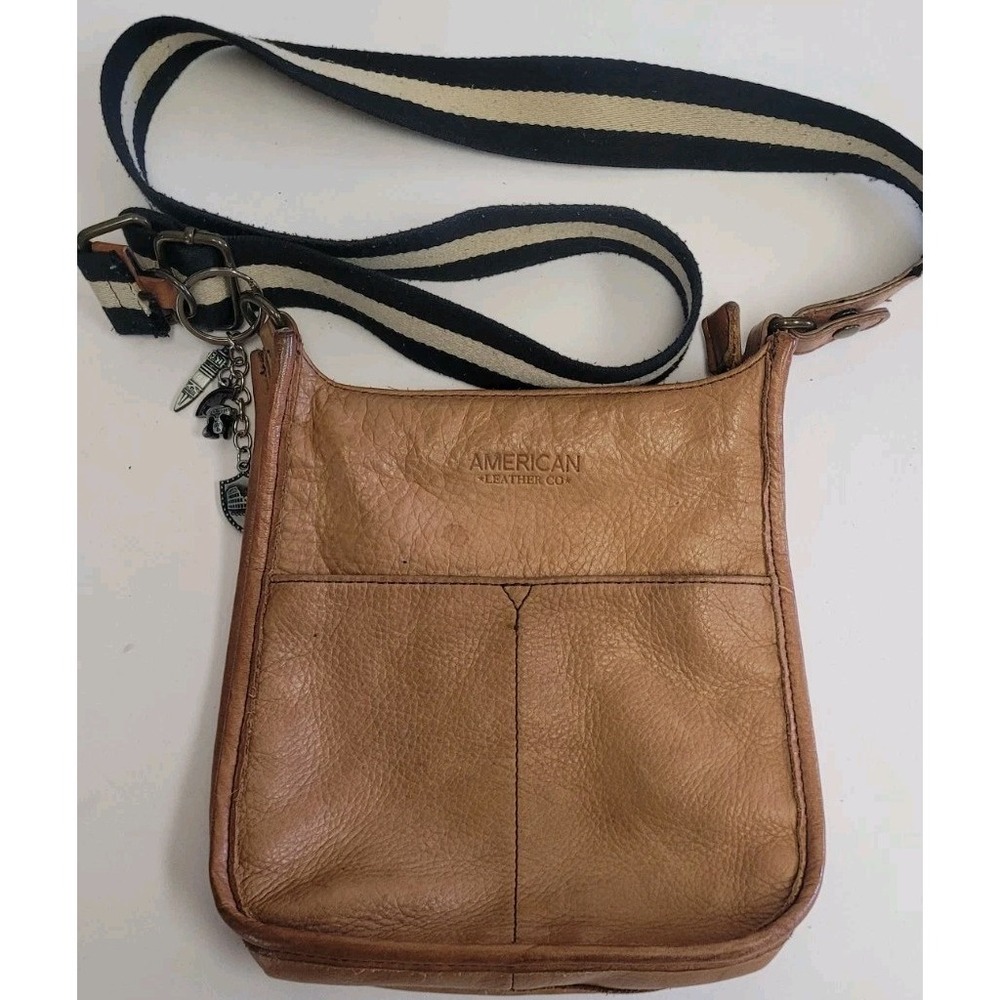Vgt American leather co Women's Crossbody handbag‎ tan purse Size Small